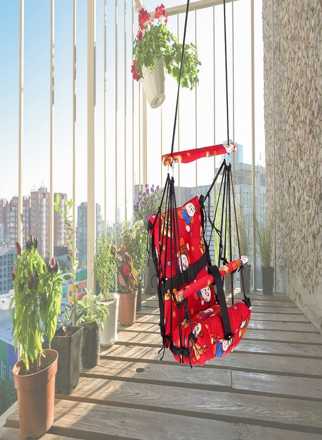 BOFFLE Cotton Baby Swing Chair Hanging Jhula for 6 Month to 2 Years Kids with 15 kg Capacity and Safety Belt (A) - Image 4